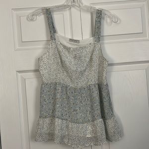 NWT Women’s Paper Crane White/Blue Floral Tank Top | Size- Large